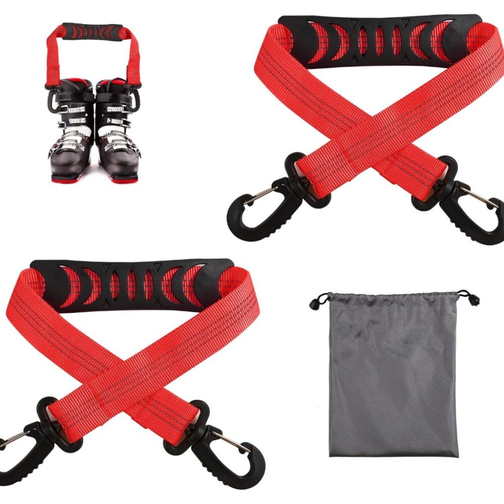 2pcs Ski Boot Carrier Black Straps